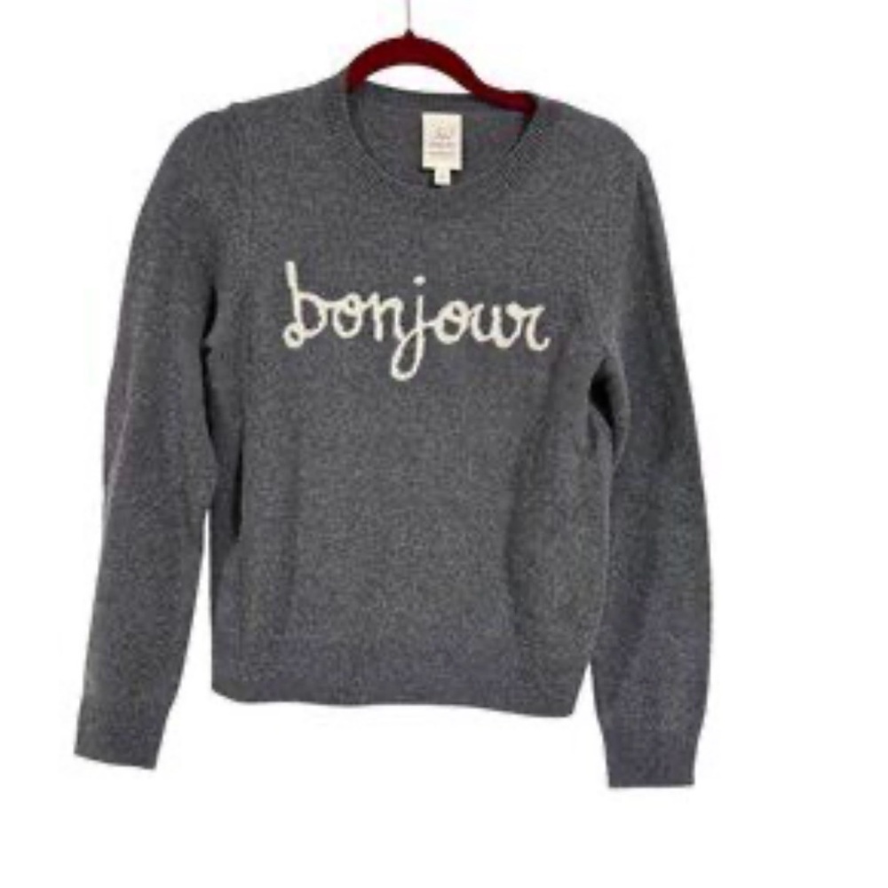 NWT- Cing à Sept Bonjour Graphic Wool-Blend Sweater Size S